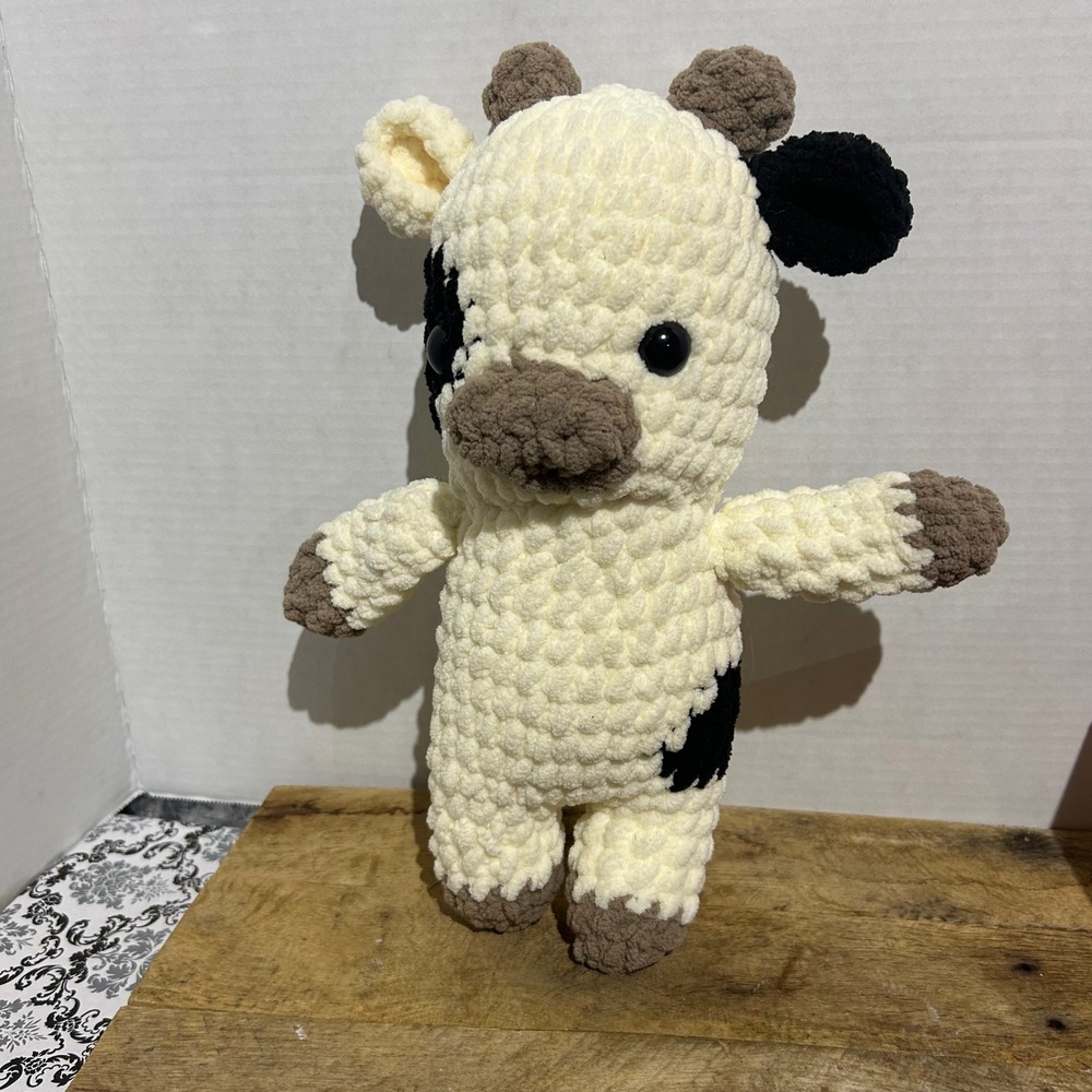 Handmade Crochet Cow Plush Stuffed Animal Soft Toy Nursery Decor Gift‎